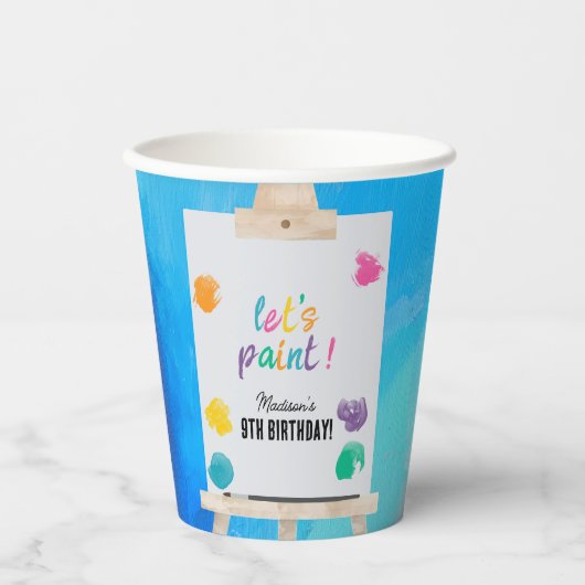 アート絵を描のアーティス絵を描誕生日テーマ 紙コップ (正面)