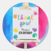 アート絵を描のクラフトアーティストの絵を描誕生日に感謝 ラウンドシール (正面)