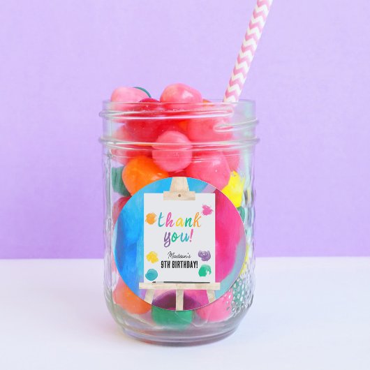 アート絵を描のクラフトアーティストの絵を描誕生日に感謝 ラウンドシール