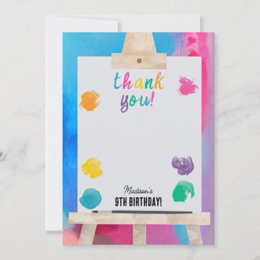 アート絵を描のクラフトアーティスト絵を描の誕生日テーマ サンキューカード (正面)