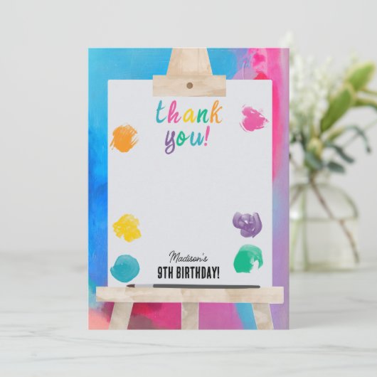 アート絵を描のクラフトアーティスト絵を描の誕生日テーマ サンキューカード (スタンド正面)