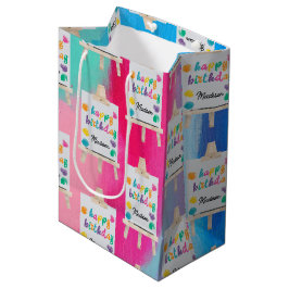 アート絵を描のクラフトアーティスト絵を描の誕生日テーマ ミディアムペーパーバッグ