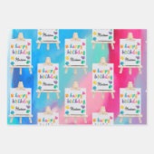 アート絵を描のクラフトアーティスト絵を描の誕生日テーマ ラッピングペーパーシート (正面3)