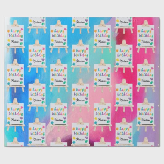 アート絵を描のクラフトアーティスト絵を描の誕生日テーマ ラッピングペーパー (フラット)