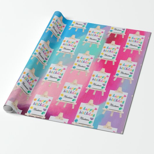 アート絵を描のクラフトアーティスト絵を描の誕生日テーマ ラッピングペーパー (アンロールド)