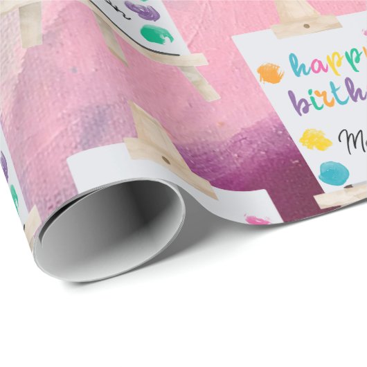 アート絵を描のクラフトアーティスト絵を描の誕生日テーマ ラッピングペーパー (ロールコーナー)