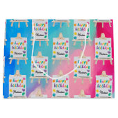 アート絵を描のクラフトアーティスト絵を描の誕生日テーマ ラージペーパーバッグ (正面)