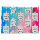 アート絵を描のクラフトアーティスト絵を描の誕生日テーマ ラージペーパーバッグ (裏面)