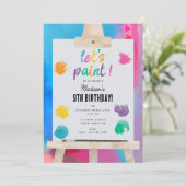 アート絵を描のクラフトアーティスト絵を描の誕生日テーマ 招待状 (スタンド正面)