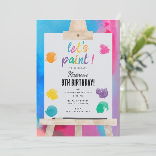 アート絵を描のクラフトアーティスト絵を描の誕生日テーマ 招待状 (スタンド正面)