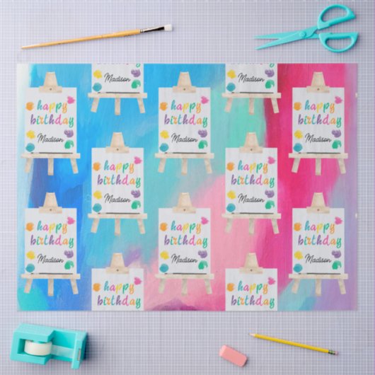 アート絵を描のクラフトアーティスト絵を描の誕生日テーマ 薄葉紙 (クラフト)