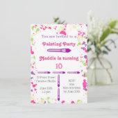 アート絵を描のパーティーピンクと紫 招待状 (スタンド正面)