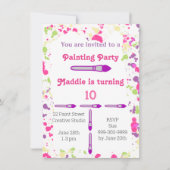 アート絵を描のパーティーピンクと紫 招待状 (正面)