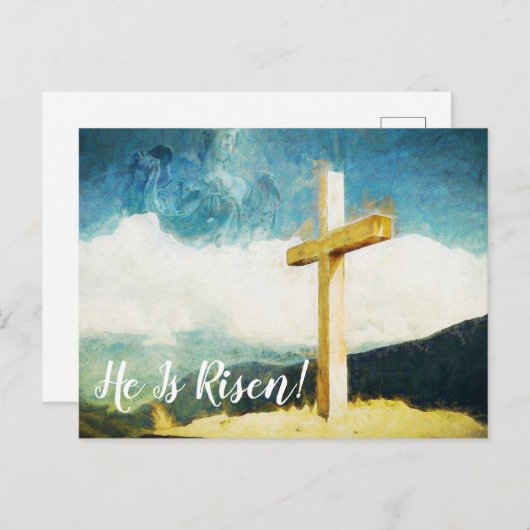 アート絵を描の十字架で彼は生まれハッピーイースター シーズンポストカード (正面/裏面)