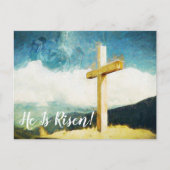 アート絵を描の十字架で彼は生まれハッピーイースター シーズンポストカード (正面)