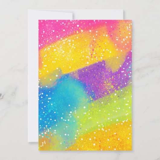 アート絵を描の誕生日パーティーへの招待、レインボー 招待状 (裏面)