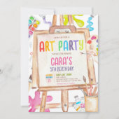 アート絵を描の誕生日パーティーへの招待 招待状 (正面)