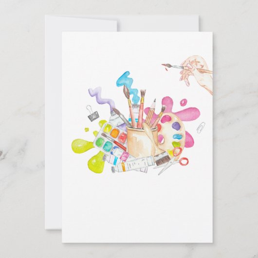 アート絵を描の誕生日パーティーへの招待 招待状 (裏面)