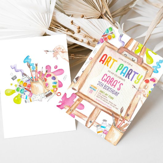 アート絵を描の誕生日パーティーへの招待 招待状