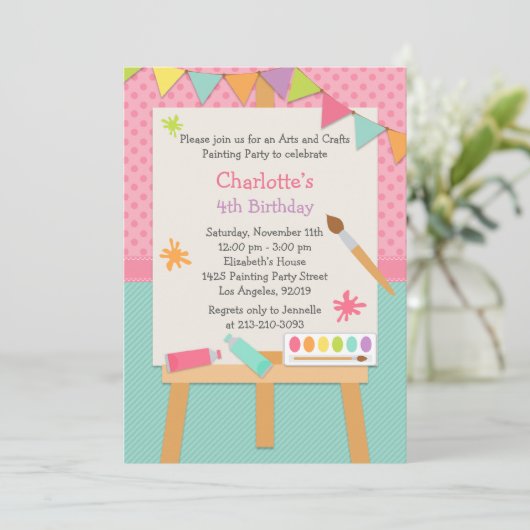アート絵を描の誕生日パーティーへの招待 招待状 (スタンド正面)