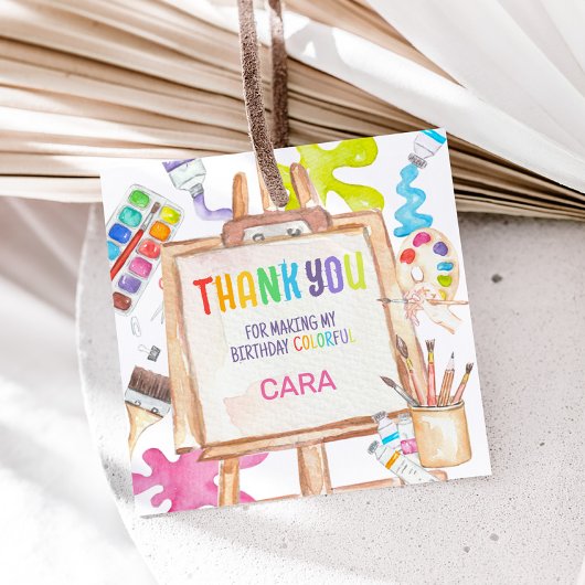 アート絵を描の誕生日パーティースクエアメッセージカード フェイバータグ