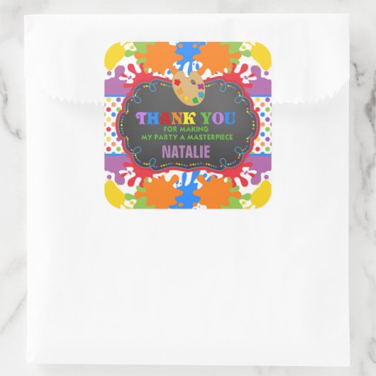 アート絵を描の誕生日パーティーメッセージカードシール スクエアシール (バッグ)