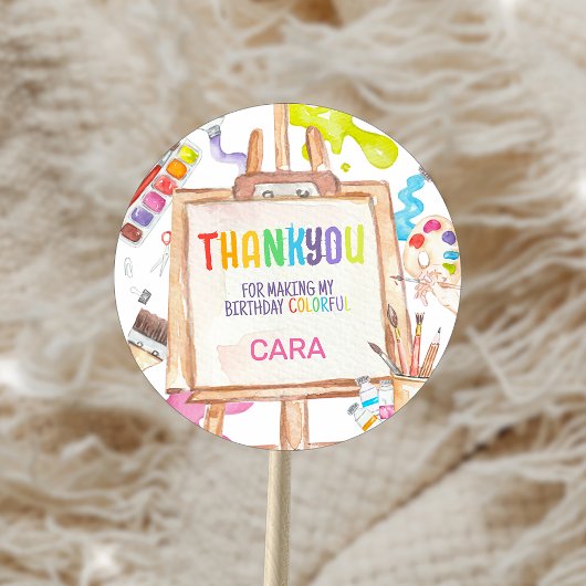 アート絵を描の誕生日パーティー ラウンドシール