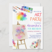 アート絵を描アーティスト誕生日パーティー 招待状 (正面)