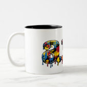 アート絵を描ダレス学校と先生 ツートーンマグカップ (左)