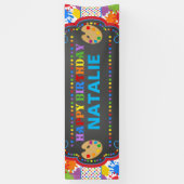 アート絵を描ハッピーバースデーバパーソナライズされたナー 横断幕 (縦)