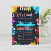 アート絵を描バースデーパーティブラック 招待状 (スタンド正面)