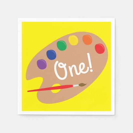 アート絵を描パレットかわいい子どもの誕生日パーティー スタンダードカクテルナプキン (正面)