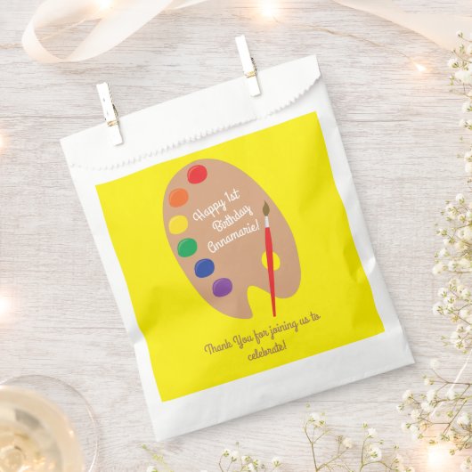 アート絵を描パレットかわいい子どもの誕生日パーティー フェイバーバッグ (クリップ留めされた状態)