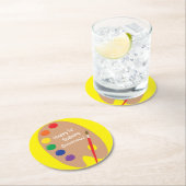 アート絵を描パレットかわいい子どもの誕生日パーティー ラウンドペーパーコースター (インサイチュ)