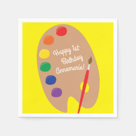 アート絵を描パレットかわいい誕生日パーティー スタンダードカクテルナプキン