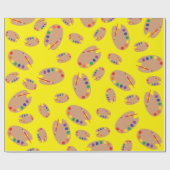 アート絵を描パレットかわいい誕生日パーティー ラッピングペーパー (フラット)