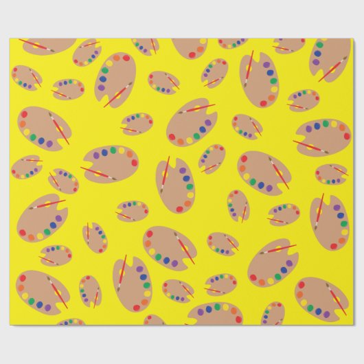 アート絵を描パレットかわいい誕生日パーティー ラッピングペーパー (フラット)