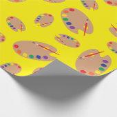 アート絵を描パレットかわいい誕生日パーティー ラッピングペーパー (角)