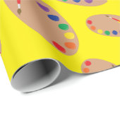 アート絵を描パレットかわいい誕生日パーティー ラッピングペーパー (ロールコーナー)