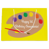 アート絵を描パレットかわいい誕生日パーティー ラージペーパーバッグ (正面)