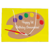 アート絵を描パレットかわいい誕生日パーティー ラージペーパーバッグ (裏面)