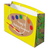 アート絵を描パレットかわいい誕生日パーティー ラージペーパーバッグ (裏面アングル)