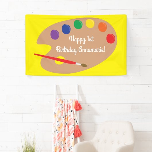 アート絵を描パレットかわいい誕生日パーティー 横断幕 (インサイチュ)
