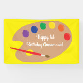 アート絵を描パレットかわいい誕生日パーティー 横断幕 (横)