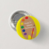 アート絵を描パレットかわいい誕生日パーティー 缶バッジ (正面&裏面)