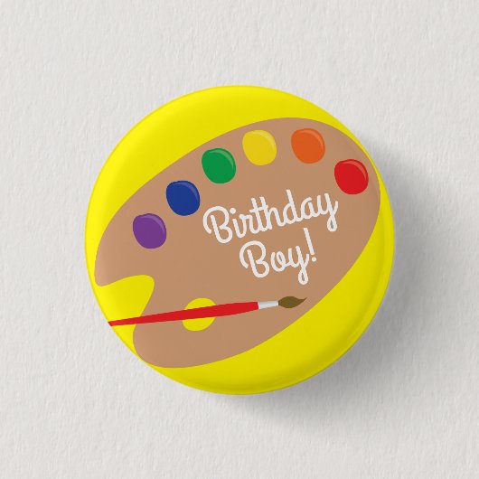 アート絵を描パレットかわいい誕生日パーティー 缶バッジ (正面)