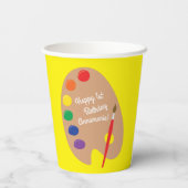 アート絵を描パレットかわいい1歳の誕生日パーティーキッズ 紙コップ (裏面)