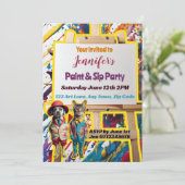 アート絵を描パーティーとスー絵を描プの芸術品を気取ったお祝い 招待状 (スタンド正面)