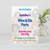 アート絵を描パーティーとSIP10代の若者お祝い 招待状 (スタンド正面)