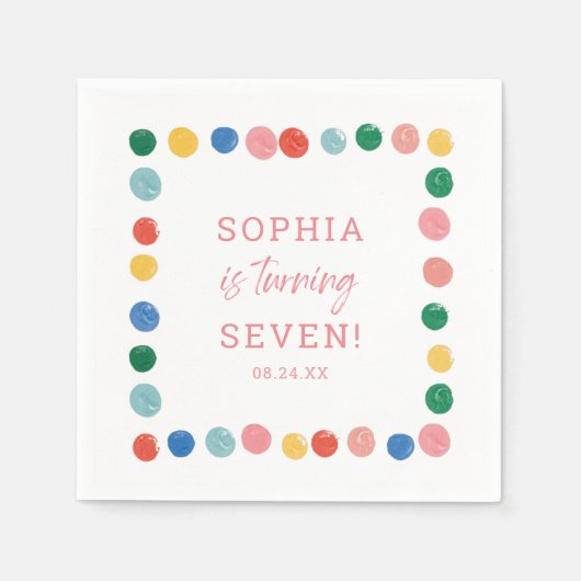 アート絵を描パーティーガール絵を描ズ誕生日 スタンダードカクテルナプキン (正面)